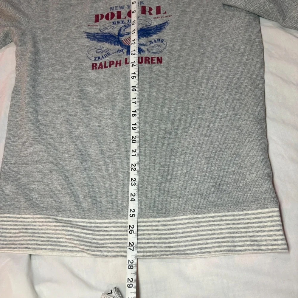 Polo Ralph Lauren Mens Gray Waffle Knit Thermal Eagle Graphic Sleepwear Top M